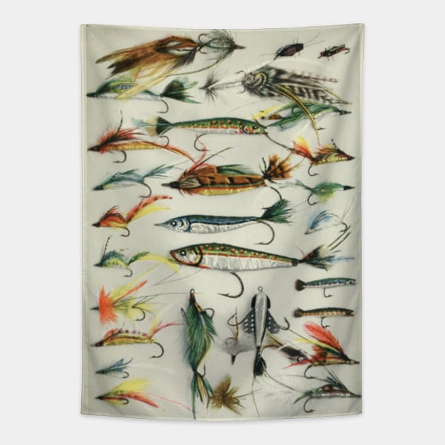 Fishing Lures Tapestry by bluespecsstudio