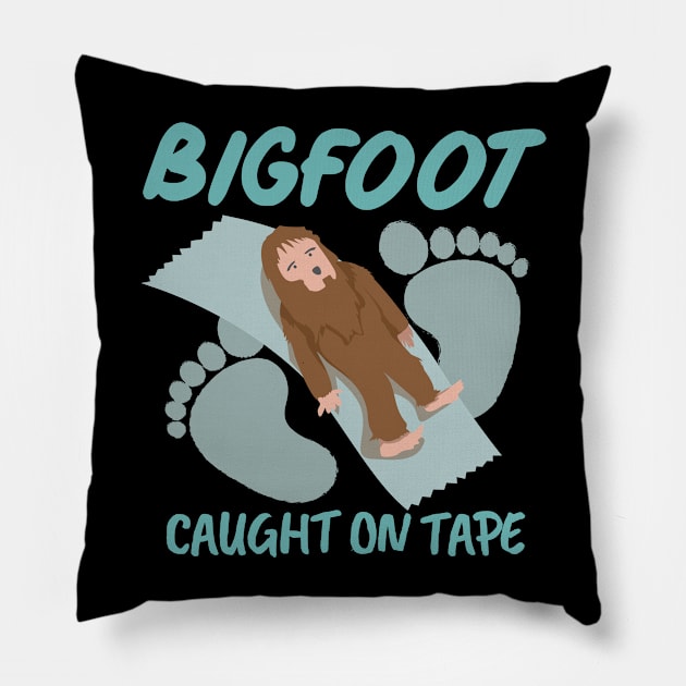 Bigfoot Caught on Tape Shirt Funny Bigfoot Gifts Pillow by amitsurti