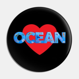 I Heart Ocean Sea Life Pin