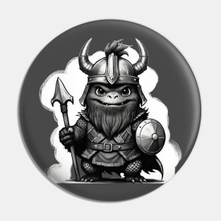 Cute Godzilla ,Viking warrior Pin