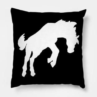 white bucking horse silhouette Pillow