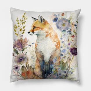 Fox, Watercolor Woodland Animals Pillow