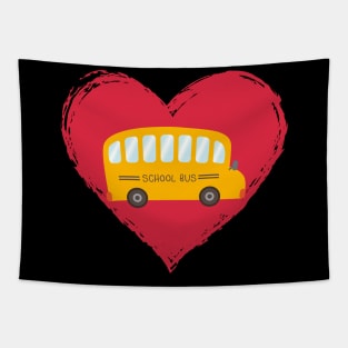 Boy Hearts School Buses Tapestry