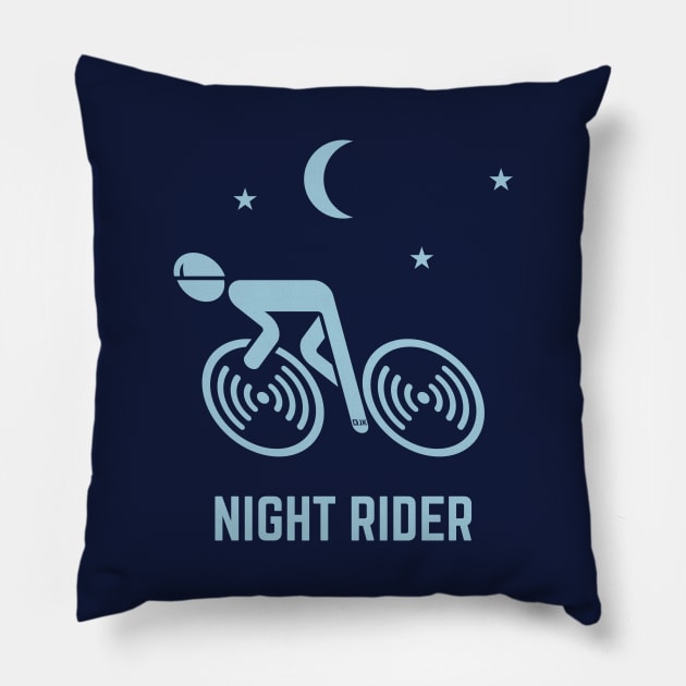 Night Rider (Racing Cyclist / Road Bike / Bicycle / Skyblue) Pillow by MrFaulbaum