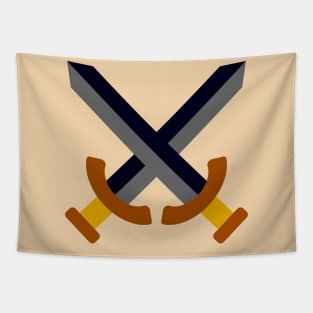 Minimalist Crossed Swords Icon (Dark) Tapestry