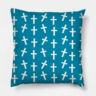 Christian cross Jesus blue Easter pattern Pillow