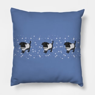 Trio of Christmas Winter Sweater Dogs Pillow