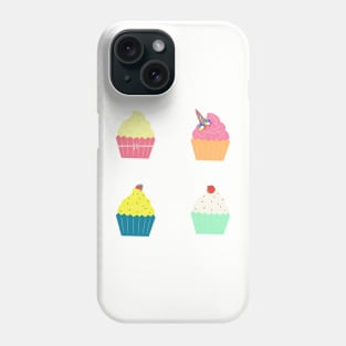 Pastel Cupcakes With Strawberry Sprinkles Icing And Unicorn Horn Phone Case