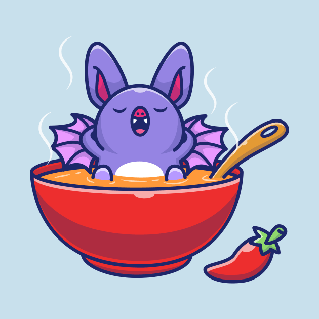 Cute Bat Relax On Soup Cartoon by Catalyst Labs