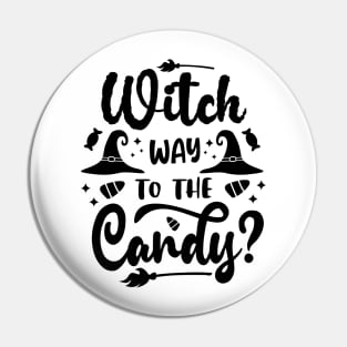 halloween witch way to the candy text art design Pin