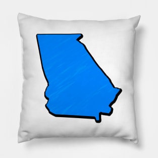 Bright Blue Georgia Outline Pillow