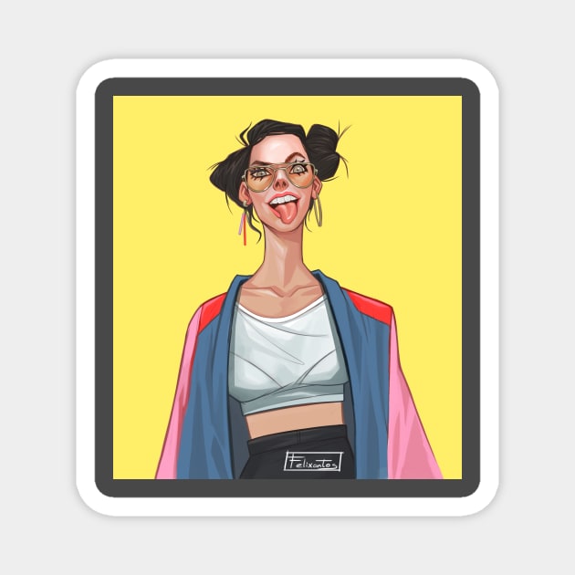 Super cool girl Magnet by felixantosart