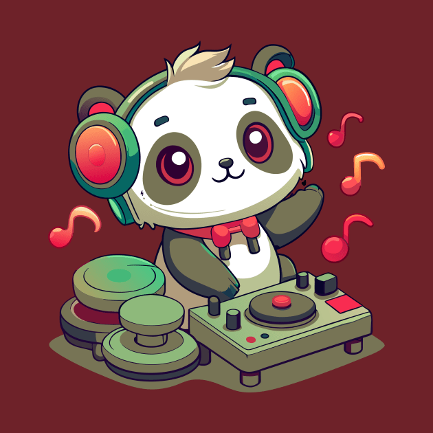 cute panda playing dj music by Shapwac12