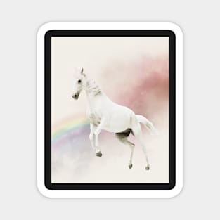 Unicorn white horse rainbow Magnet