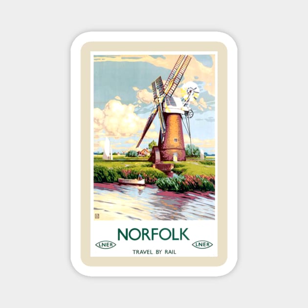 Vintage Travel Poster - Norfolk Magnet by Starbase79