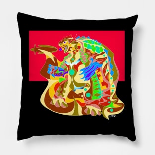 gamera kaiju turtle tortoise in nuclear kaiju ecopop in mexican patterns art Pillow