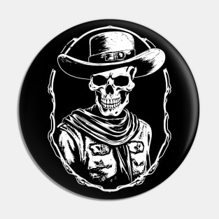 Skeleton Cowboy Western Pin