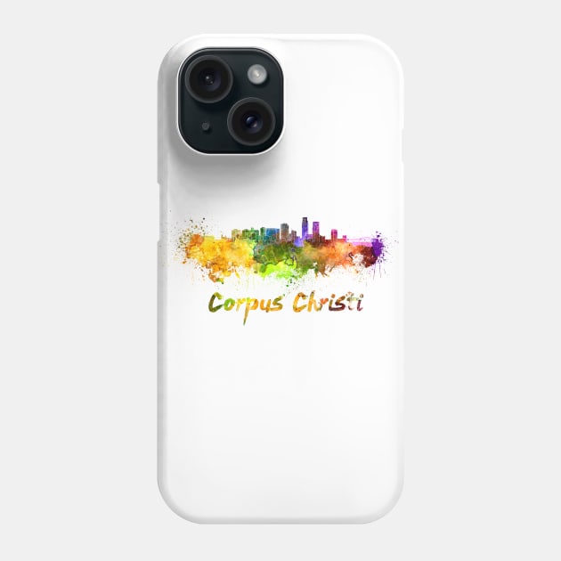 Corpus Chisti skyline in watercolor Phone Case by PaulrommerArt