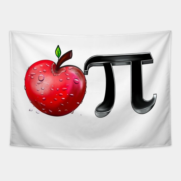 Apple Pi - physics mathematics humor humour pun gift for teacher student maths science lover. Mathematical constant pi in 3d Tapestry by Artonmytee