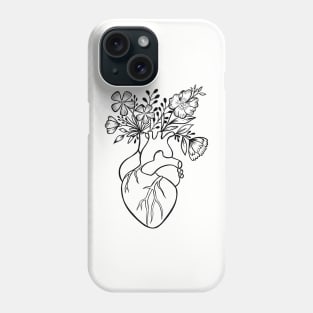 Floral Human Heart Anatomy | Line Art Phone Case