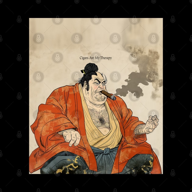 Puff Sumo: Cigars Are My Therapy on a Dark Background by Puff Sumo