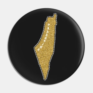 Palestinian Gold Glitter Map Area 27027 KM2 Palestine Will Be Free Solidarity Design -wht Pin