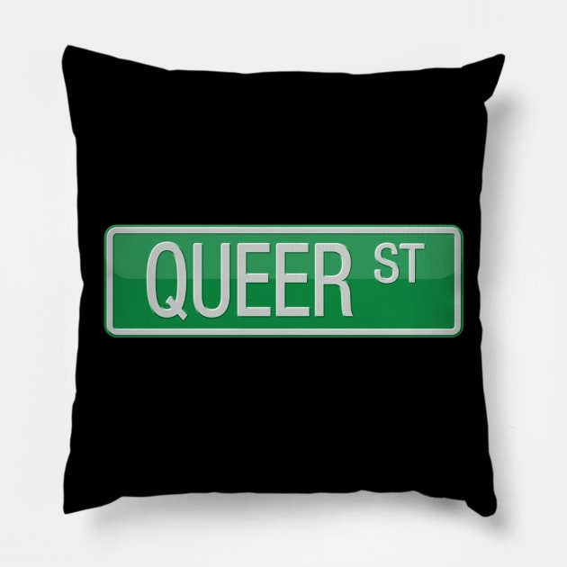 Queer Street Sign T-shirt Pillow by reapolo