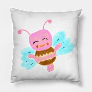 Pink watercolor honey bee animal art Pillow