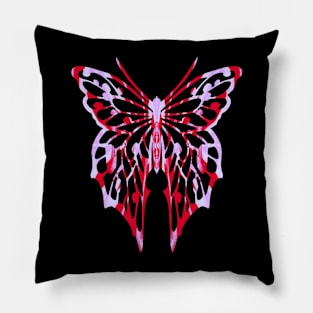 Fantasy Butterfly Pink and Red Silhouette Pillow