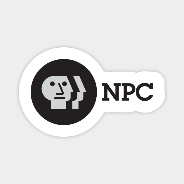 Npc Meme Funny Pbs Parody Logo Npc Meme Face Magnet Teepublic Uk