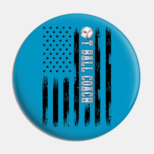 T-BALL COACH BLACK AMERICAN FLAG SILVER Pin