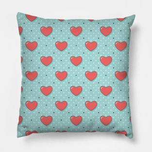 Polka Dots And Pink Hearts Pillow