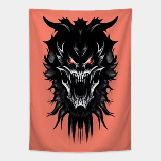 Evil Devil Black Fantasy Monster with red Eyes Tapestry