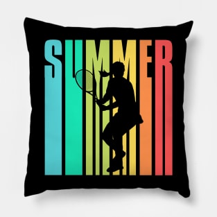 US Open Colorful Tennis Player Summer Silhouette Pillow