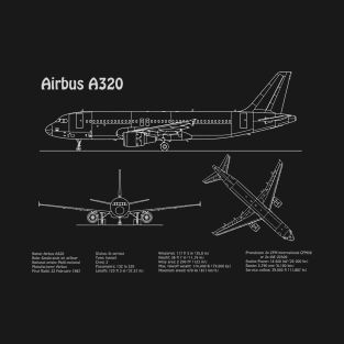 Airbus a320 Airplane Blueprint Plan - PDpng T-Shirt