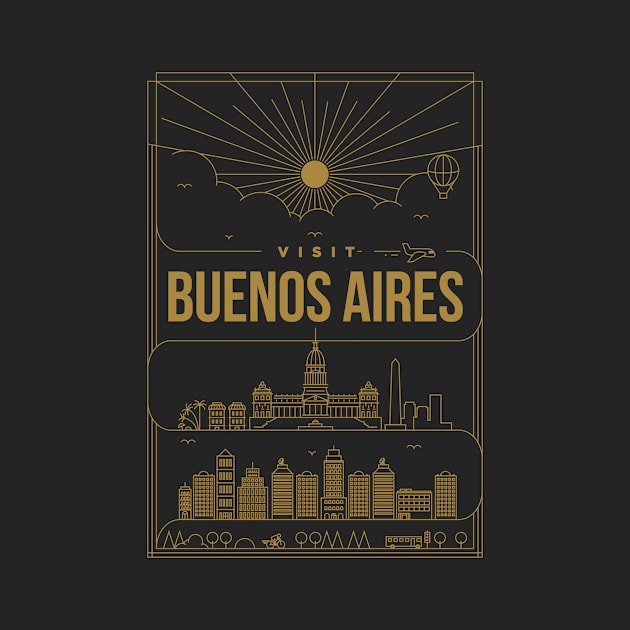 Buenos Aires Minimal Lineal Poster by kursatunsal