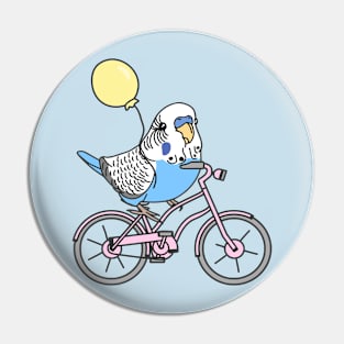 blue budgie on a bike Pin