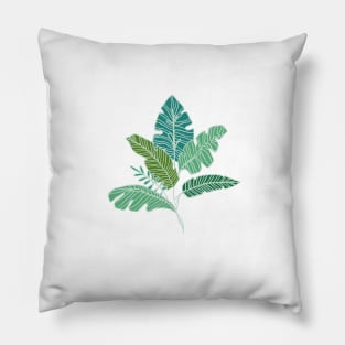 Contour Line Leaves in Mint Pillow