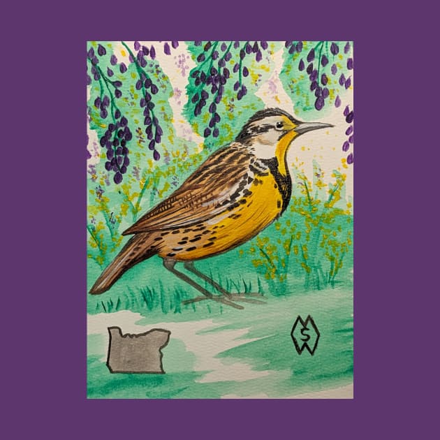 Oregon state bird and flower, the meadowlark and Oregon grape by Matt Starr Fine Art