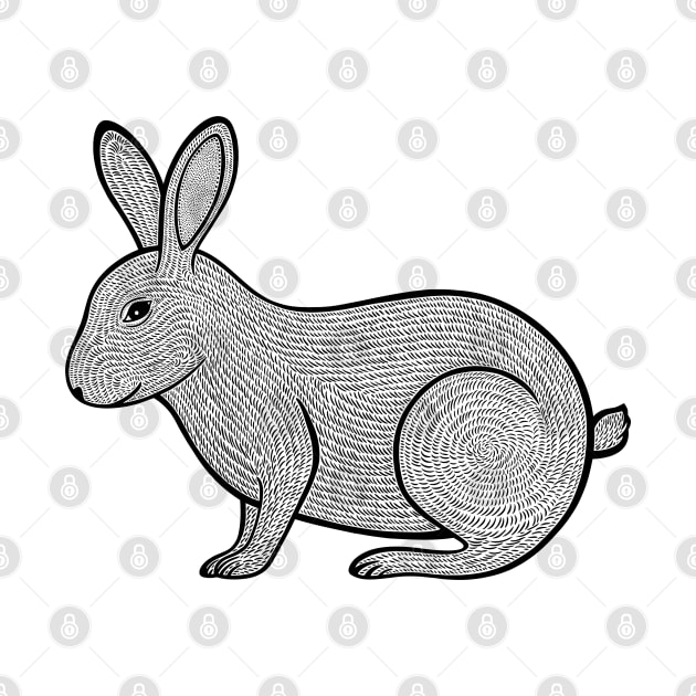 Rabbit Ink Art - cool and cute animal design (on white) by Green Paladin