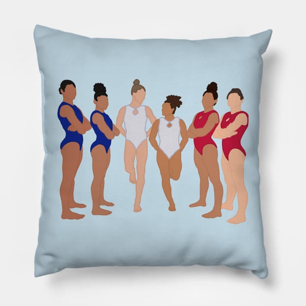 French Women’s Gymnastics Team Tokyo Drawing Pillow by GrellenDraws