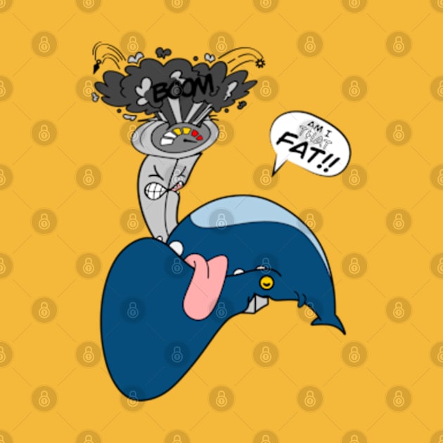 Am I THAT FAT! blue whale funny cartoon by Odd Creatures