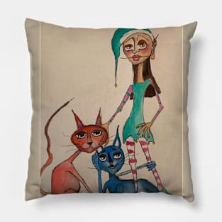 elf with cats Pillow