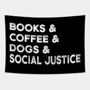 Dogs Books and Coffee Tapestry