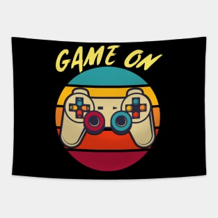 Game ON Vintage Retro Video Game Gaming Sunset Tapestry