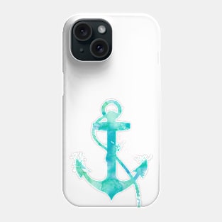 Turquoise Nautical Anchor Watercolor Painting Phone Case