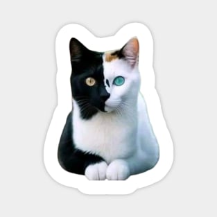 "Bicolor Harmony: Feline Elegance in Contrast" Magnet