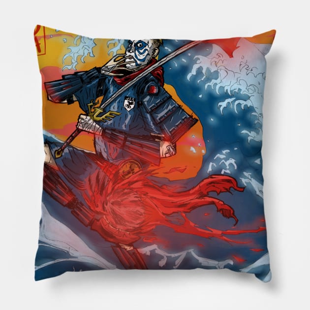 Samurai Blue Pillow by BRed_BT