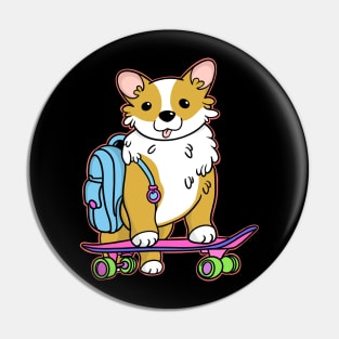 Corgi on skateboard Pin