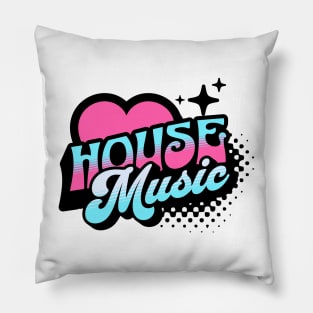 HOUSE MUSIC  - Y2K Retro Heart (blue/pink/light blue) Pillow